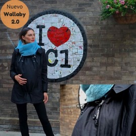 Abrigo de porteo y embarazo Wallaby 2.0 Negro y azul, Wombat & Co.