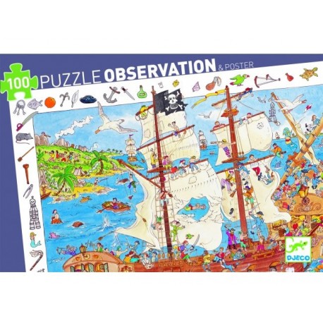 Puzzle Observación Los Piratas 100 pzs., Djeco